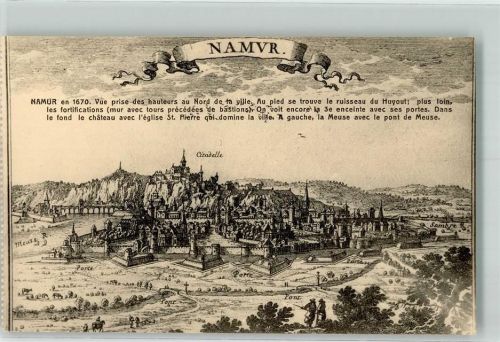 Namur Namen - Burg um 1670 nach Stahlstich auf AK