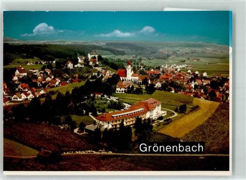 Grönenbach Fliegeraufnahme Ort handschriftlich Foto Original aus Archiv eines Ansichtskartenverlags