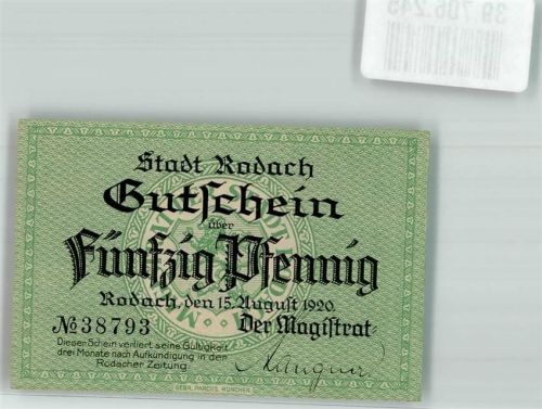 Rodach 1920 50 Pfennig