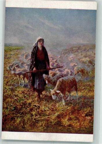 sign. Calves Eine weibliche Schäferin träumt inmitten ihrer Herde Salon J.P.P. 2277