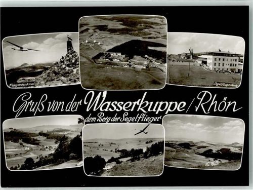Wasserkuppe Fliegerdenkmal Segelflugschule Flugzeug Gruß Berg der Segelflieger