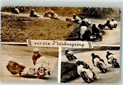 Nürburg Seitenwagen-Motorradrennen auf dem Nürburgring Foto Original aus Archiv eines Ansichtskartenverlags Ort handschriftlich Striche auf Bildseite