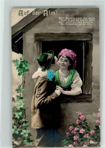 Frau Paar Tracht Spruch Auf der Alm EAS Nr.1683-3