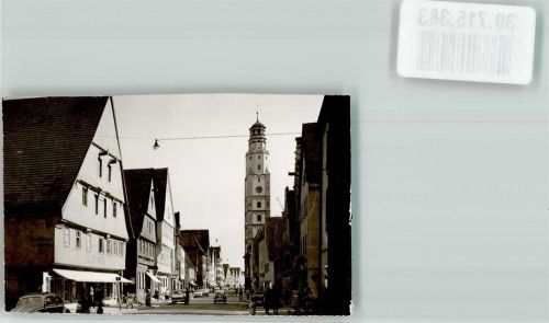 Lauingen Straße Geschäfte Turm Uhr Kirche Ort handschriftlich Foto Original aus Archiv eines Ansichtskartenverlags
