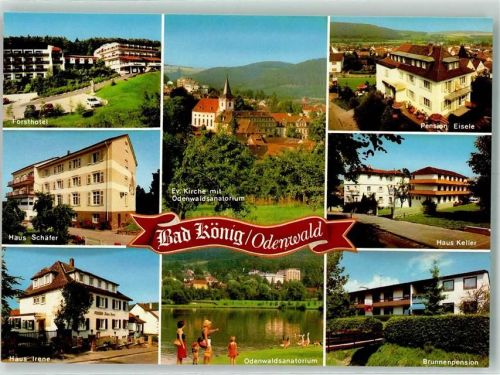 Bad König Forsthotel Ev. Kirche Odenwaldsanatorium Pension Eisele Haus Keller Haus Schäfer Haus Irene Brunnenpension Enten Kinder See Auto