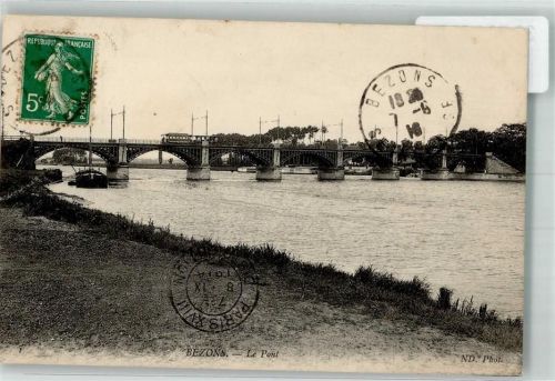 Bezons 1916 Straßenbahn Le Pont Briefmarke Bildseite