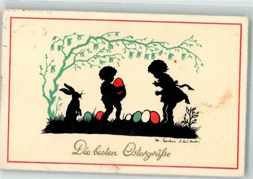 1936 Ostern Kinder Hase Ostereier