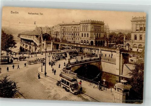 Kreuzberg 1911 Hallesches Tor Straßenbahn Omnibus