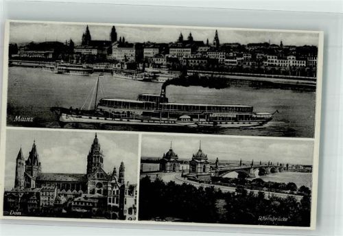 Mainz Rheinschifffahrt Mainzer Dom Rheinbrücke Verlag Dietze Nr. 1001
