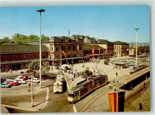 Mainz Bahnhof Straßenbahn Auto Omnibus Fahnen Schwarz Rot Gold Litfaßsäule Fahrrad