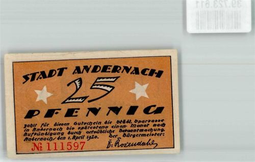 Andernach 1920 25 Pfennig