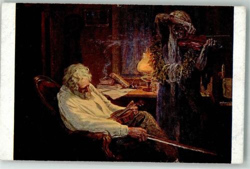 Salon J.P.P. 2057 sign Mandl Jos. : Das Elend Mann mit einer Geige und der Tod