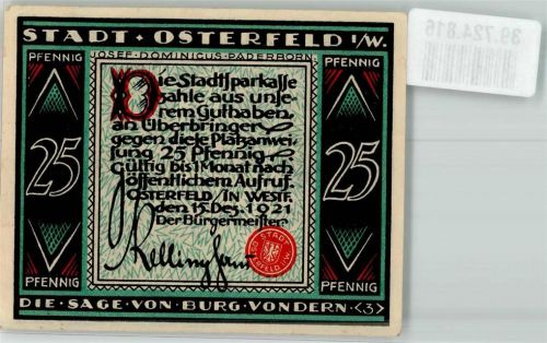 Osterfeld 1921 25 Pfennig Die Sage von Burg Vondern 3