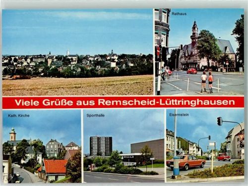 Lüttringhausen 1982 Rathaus Kath. Kirche sporthalle Eisernstein Auto