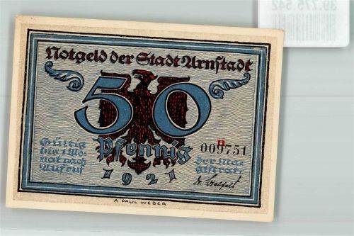 Arnstadt 1921 50 Pfennig n 009751