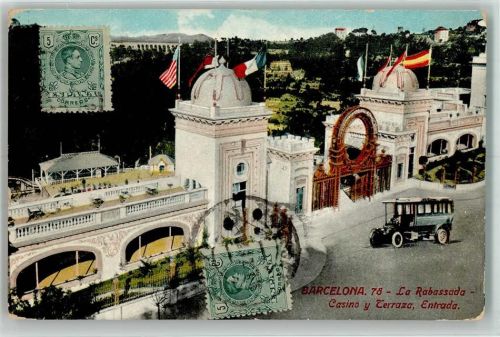 Barcelona Briefmarke Bildseite Auto La Rabassada Casino