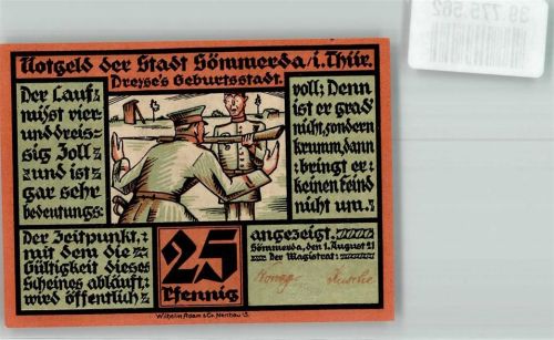 Sömmerda 1921 25 Pfennig Dreyse`s Geburtsstadt