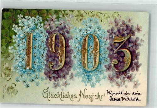 1903 Neujahr Veilchen Vergissmeinnicht Kleeblätter M.S.i.B. Nr.13207