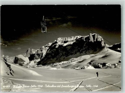 Sellajoch 1961 Seilbahn Winter Foto AK