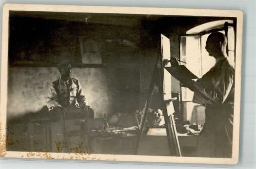 1916 Landser läßt sich von einem Maler mit Staffelei portraitieren Kilophot WK I