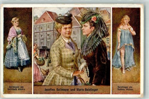Gallmeyer Josefine und Geistinger Marie Theaterschauspieler Künstlerkarte