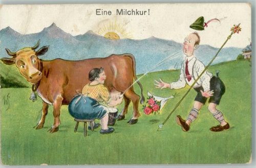 Verlag WSSB WS + SB Nr. 460 Wilhelm S. Schröder Berlin Milchkur Kuh Melken Humor