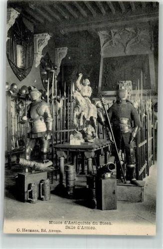 Antwerpen Steen Museum Waffensaal Ritterrüstung Geschütz
