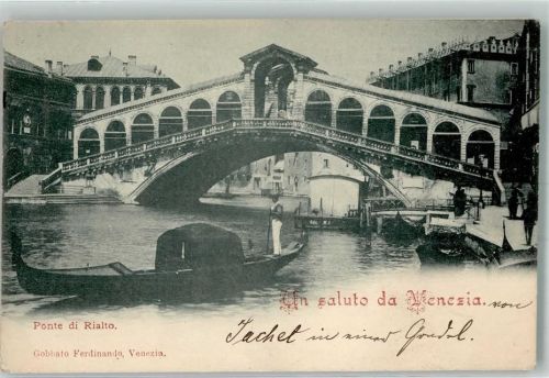 Venezia 1898 Rialtobrücke Gondel