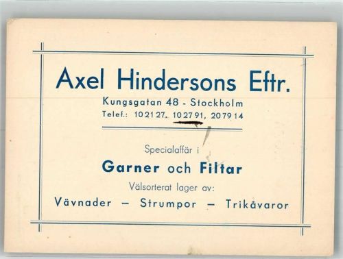 Stockholm Handlung Axel Hindersons Eftr.