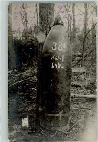 1916 Ein Granaten-Blindgänger vom Kaliber 38,5 cm Feldpost 27. Inf.-Div.