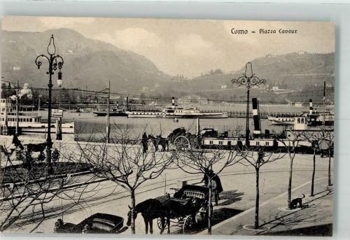 Como 1911 Hafen Dampfschiff Piazza Cavour
