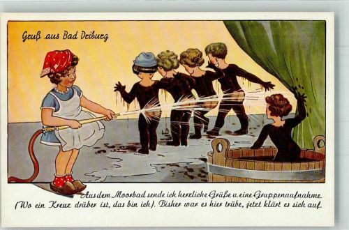 Bad Driburg 1959 Gruppe miit dem Schlauch abbrausen Kur Erotik