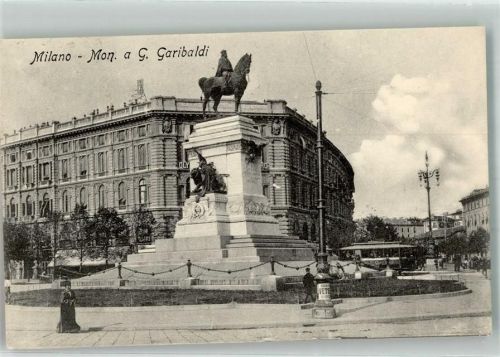 Milano 1919 Denkmal Garibaldi Straßenbahn
