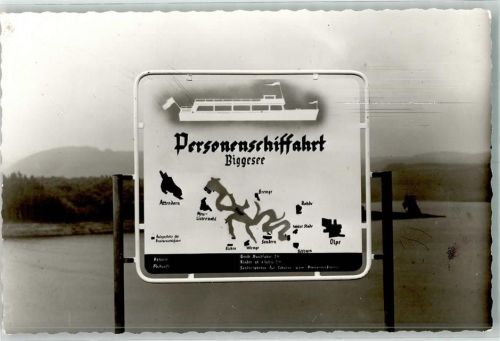 Attendorn Hinweisschild Personenschiffahrt Biggesee Foto Original aus Archiv eines Ansichtskartenverlags Ort handschriftlich