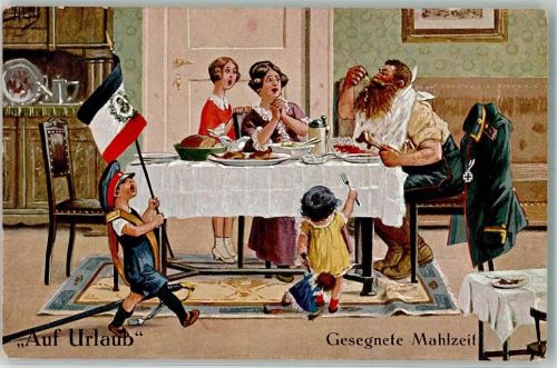 Auf Urlaub Gesegnete Mahlzeit K.D. Feldpostexp. der 1.Marine-Div. Verlag Gebrüder Dietrich Nr. 153/4
