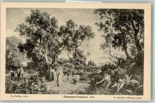 Weimar sign. Preller Odysseus naht sich hilfeflehend der Nausikaa Griechenland im Grossherzoglichen Museum