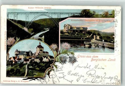 Remscheid 1901 Bergisches Land Kaiser Wilhelmbrücke Schloss Burg Talsperre