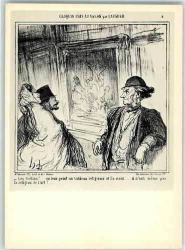 sign. Daumier, Honore Ausstellungsskizzen Künstler ärgert sich über die Verständnislosigkeit der Betrachter seines abstrakten Bildes Humor