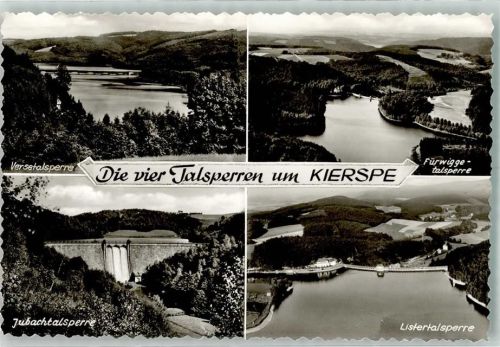 58566 W5883 Kierspe Foto AK Talsperren Fliegeraufnahme
