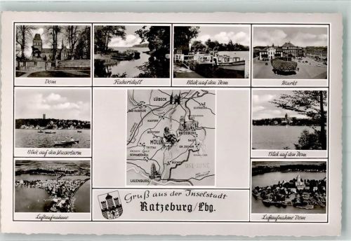 Ratzeburg 1958 Dom Marktplatz Wappen Fliegeraufnahme