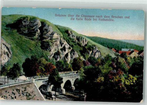 Rothehütte 1913 Eisenbahnbrücke der Harz-Zahnradbahn Blankenburg-Rübeland-Tanne bei Rothehütte Karte Nr. 11 Verlag Rud. Stolle