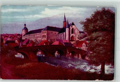 Siegen Blick zum Unteren Schloss Siegbrücke Martinikirche