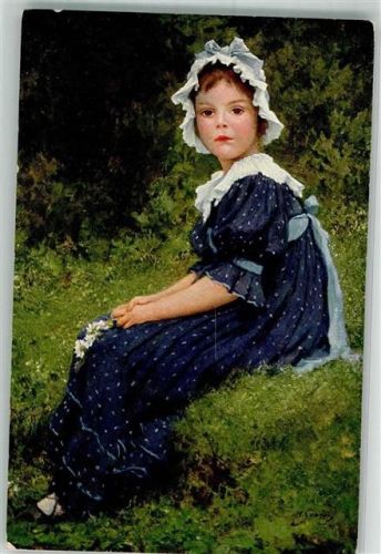 Nr. 149 sign. Seeger : Da bin ich , Mädchen im Kleid und einer Haubenmütze