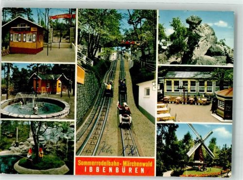 49477 W4530 Ibbenbüren Werbe AK Sommerrodelbahn Märchenwald Zwerge Windmühle Dörenther Klippen
