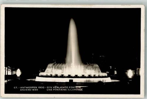 Antwerpen 1930 Welt Ausstellung Fontaine bei Nacht