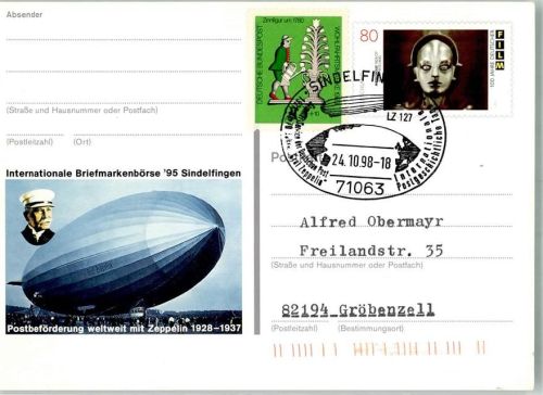 Sindelfingen International Briefmarkenbörse 95 Sonderstempel Wappen