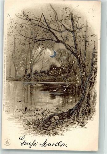 1900 Mondschein Serie X Landschaft
