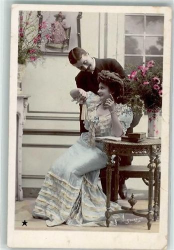 1908 Frau Blumen Paar Fächer