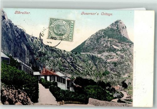 Gibraltar 1904 Governor´s Cottage Briefmarke Bidlseite Photochromiekarte 3396
