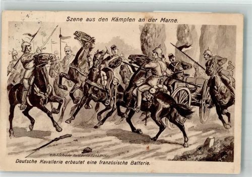 1914 Deutsche Kavallerie erbeutet an der Marne eine französische Batterie